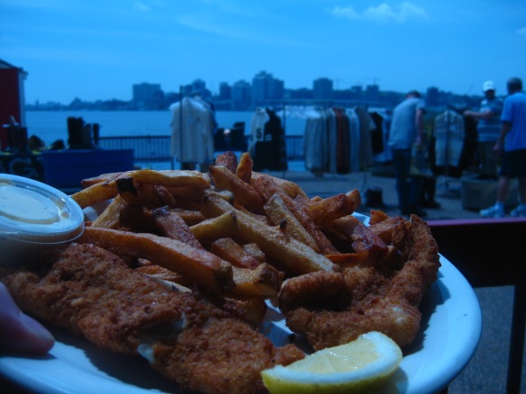 Evan's fish 'n' chips - you can't go wrong with the view. 